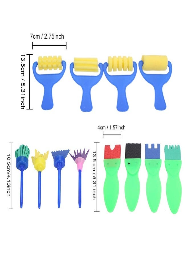 Agatige 12pcs Kids Painting Brushes, Sponge Paint Roller Brush Portable Toy Drawing Set Painting Tools for Toddlers Kids Early Learning Play Foam Roller Sponge Arts Crafts Gift - Image 4
